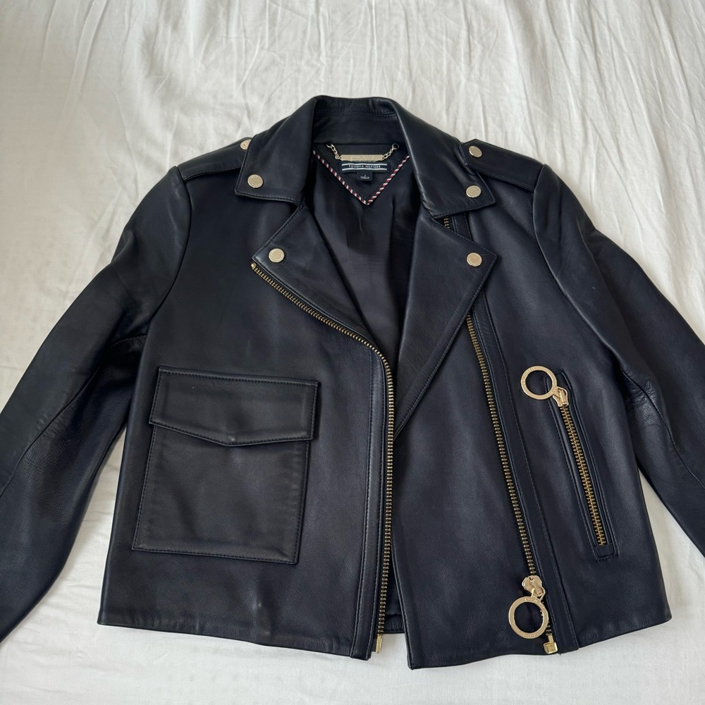 New Tommy Hilfiger Leather Biker Jacket
